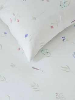 Next White/Sage Green Floral 100% Cotton Fitted Sheet and Pillowcase Set^ Bedsheets & Pillow Cases