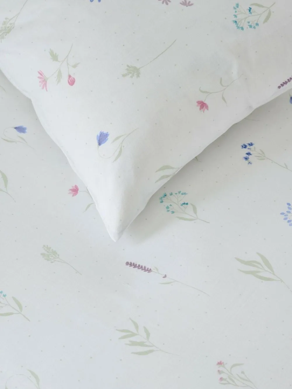 Next White/Sage Green Floral 100% Cotton Fitted Sheet and Pillowcase Set^ Bedsheets & Pillow Cases