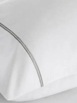 Discount Next Collection Luxe 600 Thread Count 100% Cotton Sateen Luxury Duvet Cover And Pillowcase Set White/Silver