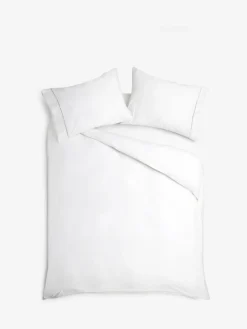 Discount Next Collection Luxe 600 Thread Count 100% Cotton Sateen Luxury Duvet Cover And Pillowcase Set White/Silver