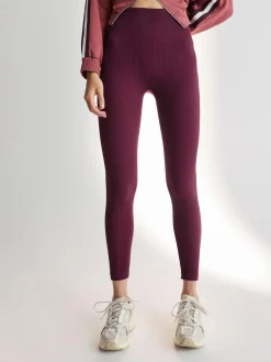 Next Wine Red Ribbed Seamless High Waist Leggings^Women Leggings & Sweatpants
