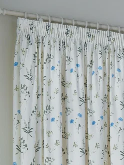 Wylder White Meadow Pencil Pleat Curtains^ Curtains & Blinds