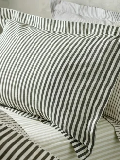 Sale Yard Black Set of 2 Hebden Melange Stripe 100 Cotton Pillowcases