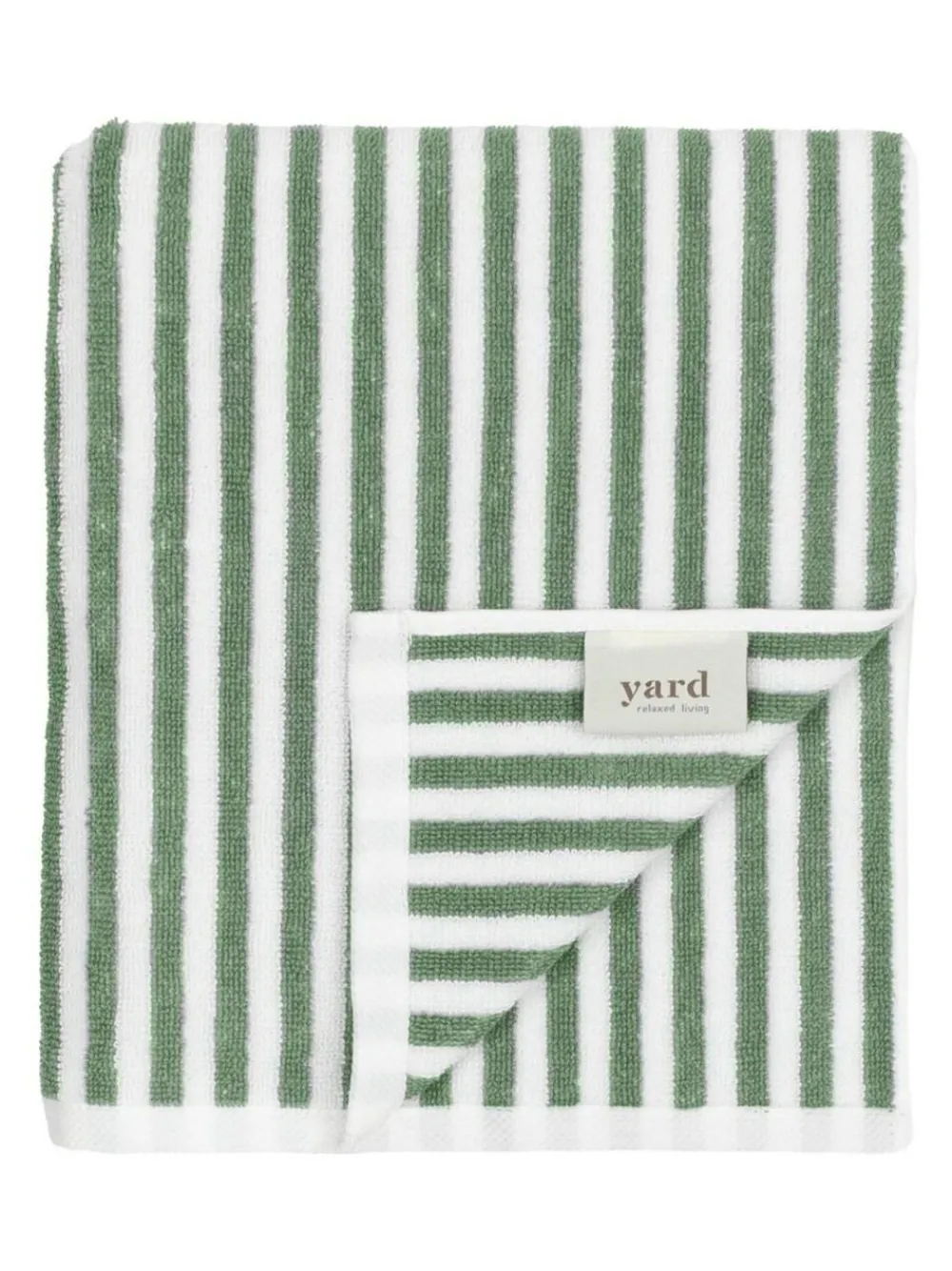 New Yard Hebden Stripe 100% Cotton Bath Mat Green