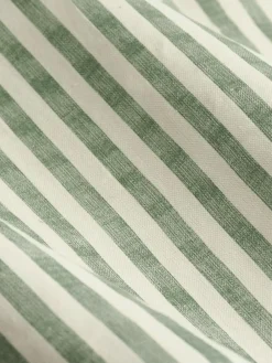 Yard Hebden Striped Cotton Blackout Pencil Pleat Curtains Green