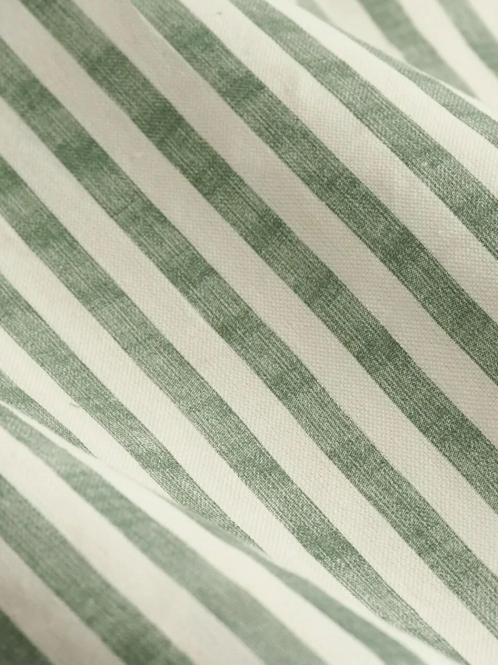 Yard Hebden Striped Cotton Blackout Pencil Pleat Curtains Green