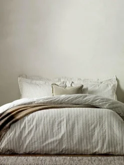 Yard Mole Brown Hebden Striped 100% Cotton Duvet Cover and Pillowcase Set^ Branded Bedlinen|Bedsets & Duvet Covers