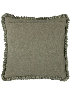 Outlet Yard Bertie 100% Washed Cotton Velvet 45 x 45cm Cushion Moss Green