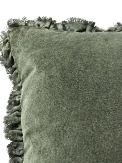 Outlet Yard Bertie 100% Washed Cotton Velvet 45 x 45cm Cushion Moss Green