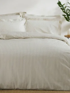 Yard Natural Hebden Striped 100% Cotton Duvet Cover and Pillowcase Set^ Branded Bedlinen|Bedsets & Duvet Covers