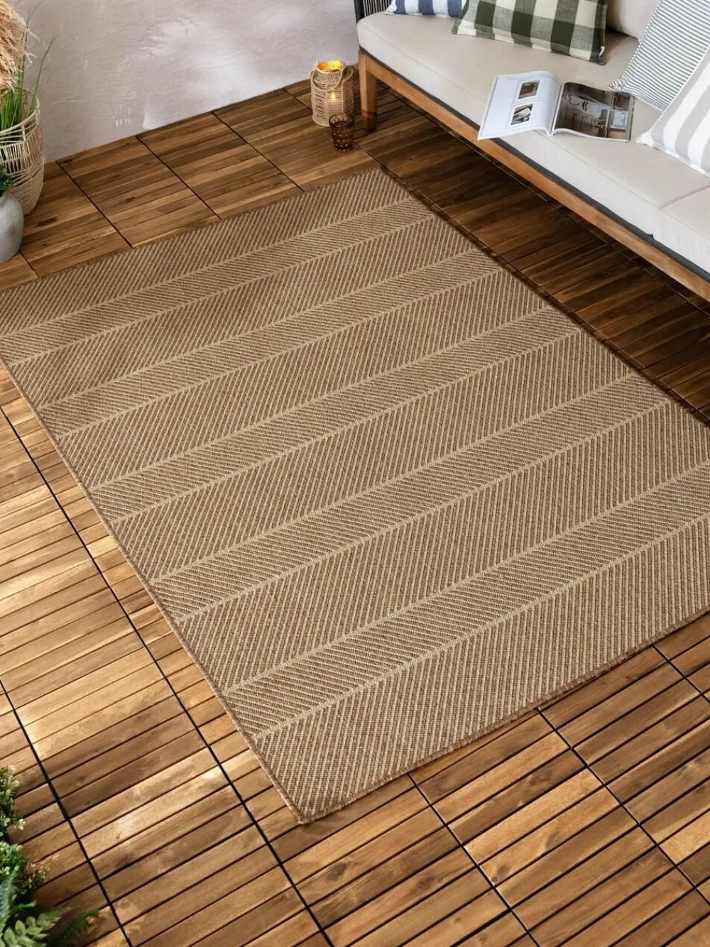 Best Yard Natural Pentle Jute Effect Indoor/Outdoor Washable Rug