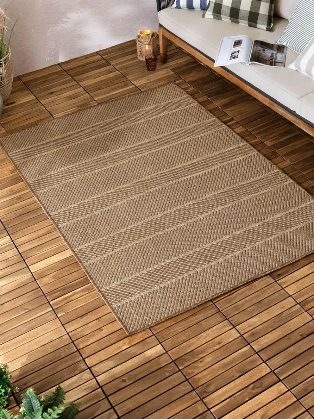 Best Yard Natural Pentle Jute Effect Indoor/Outdoor Washable Rug
