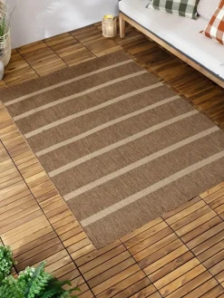 Clearance Yard Natural Tala Stripe Jute Effect Indoor/Outdoor Washable Rug