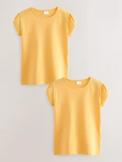 Online Next Yellow 2 Pack Puff Sleeve T-Shirts (3-16yrs)