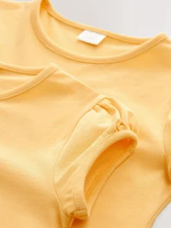 Online Next Yellow 2 Pack Puff Sleeve T-Shirts (3-16yrs)