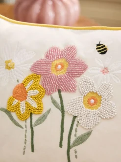 Next Yellow 30 X 40cm Embellished Daisy And Daffodils Cushion^ Cushions & Throws