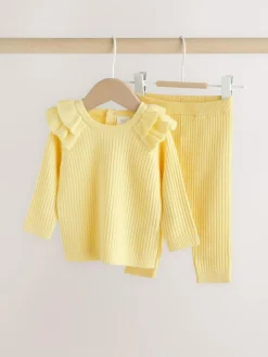 Online Next Yellow Baby Knitted Jumper and Leggings Set 2 Piece (0mths-3yrs)