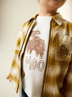 Hot Next Long Sleeve Shirt and T-Shirt Set (3mths-7yrs) Yellow Check Zip Thru