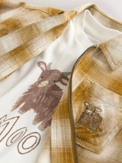 Hot Next Long Sleeve Shirt and T-Shirt Set (3mths-7yrs) Yellow Check Zip Thru