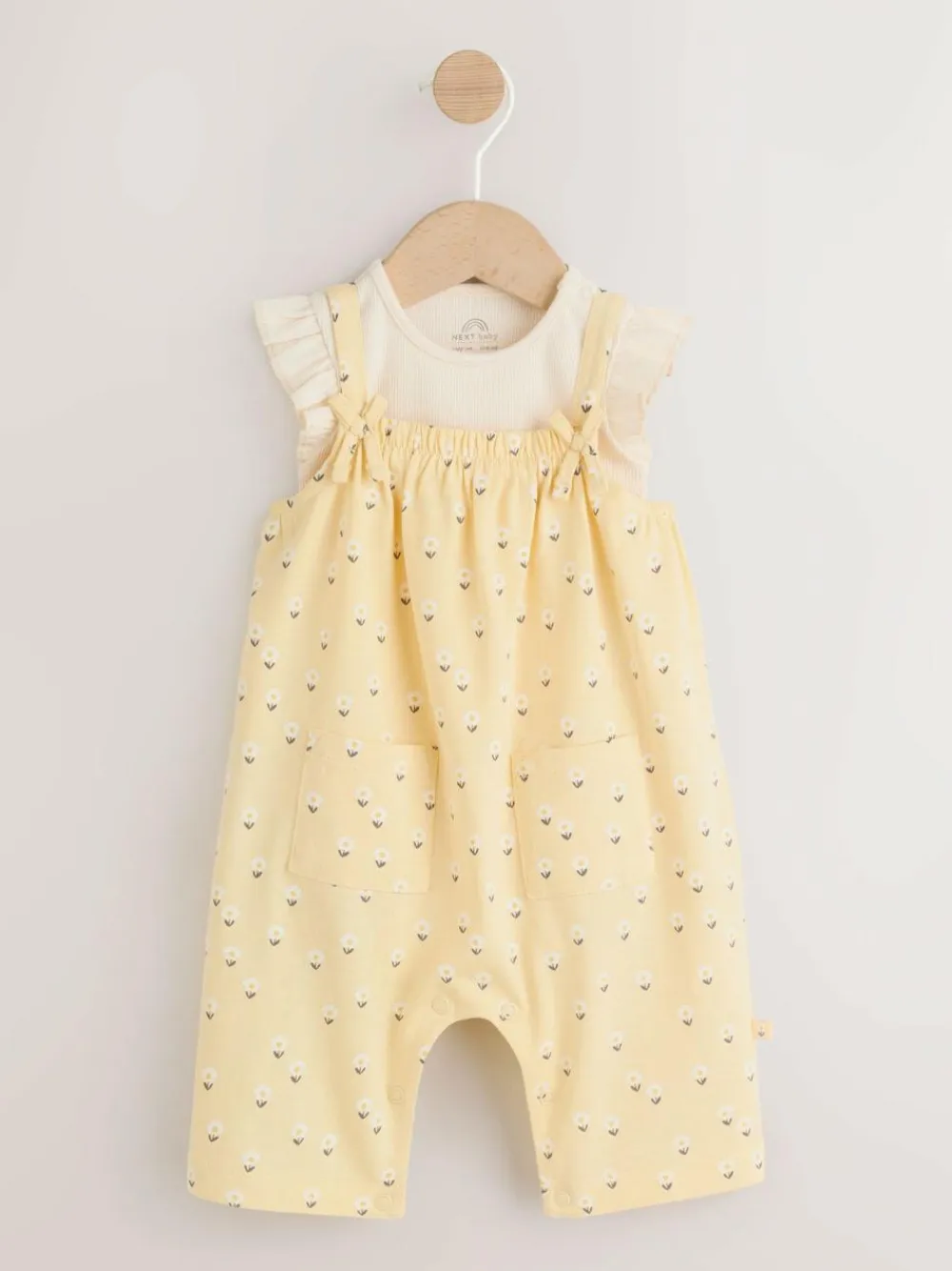 Online Next Baby Jersey Dungarees and Bodysuits Set 2 Piece (0mths-3yrs) Yellow Ditsy