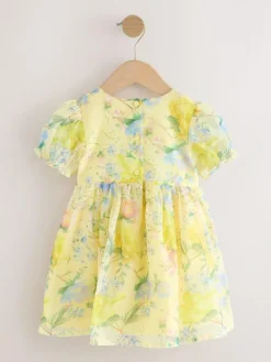 Outlet Next Flower Corsage Dress (3mths-8yrs) Yellow Floral Print