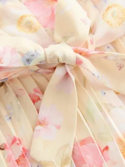 New Next Short Sleeve Pleated Ruffle Jumpsuit (3-16yrs) Yellow Floral