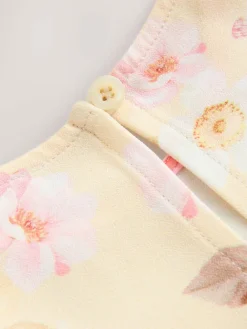 New Next Short Sleeve Pleated Ruffle Jumpsuit (3-16yrs) Yellow Floral