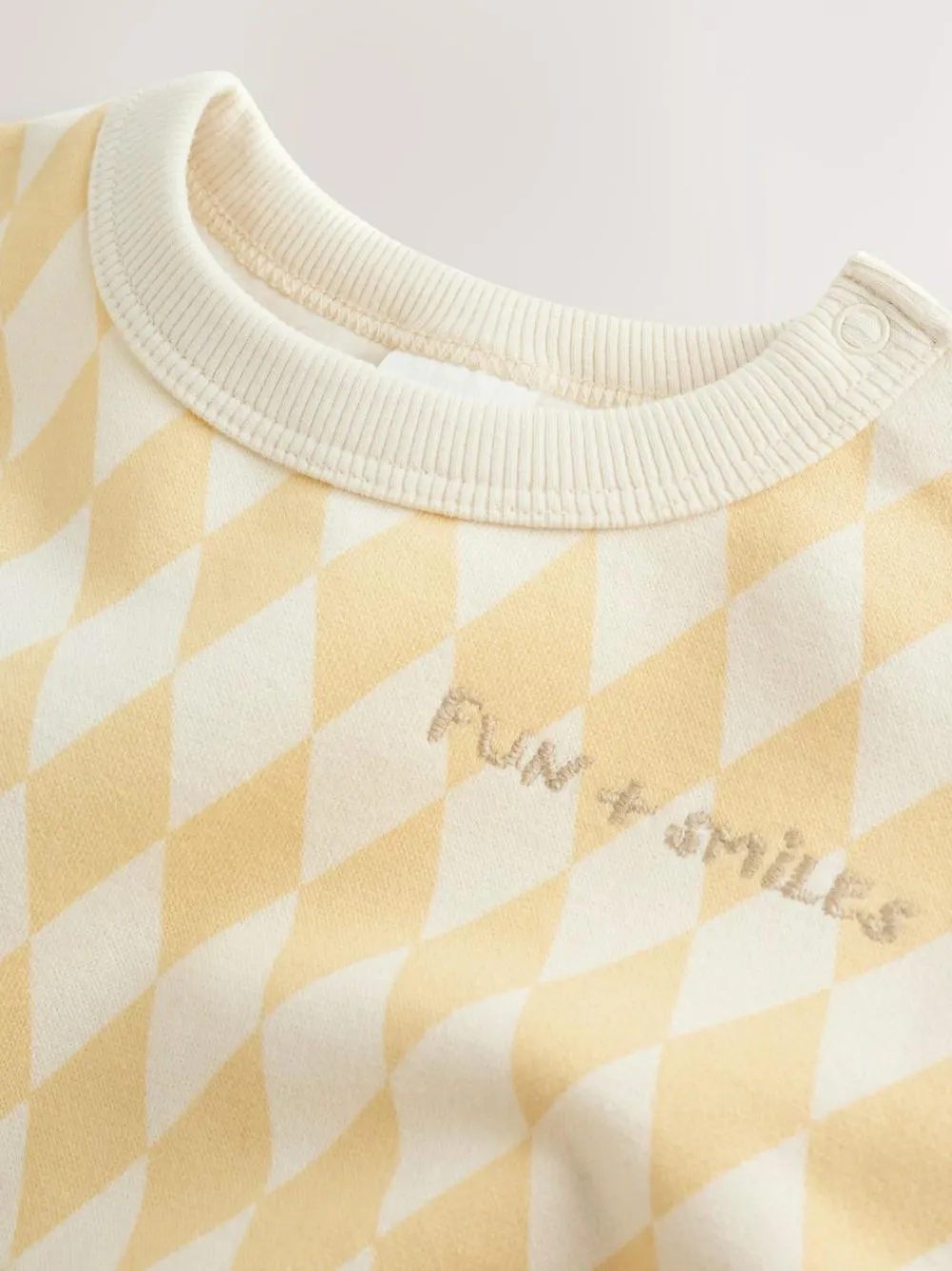 Next Yellow Harlequin Baby Sweat Romper (0mths-3yrs)^BOY Sets & Co-Ords|Sets & Co-Ords