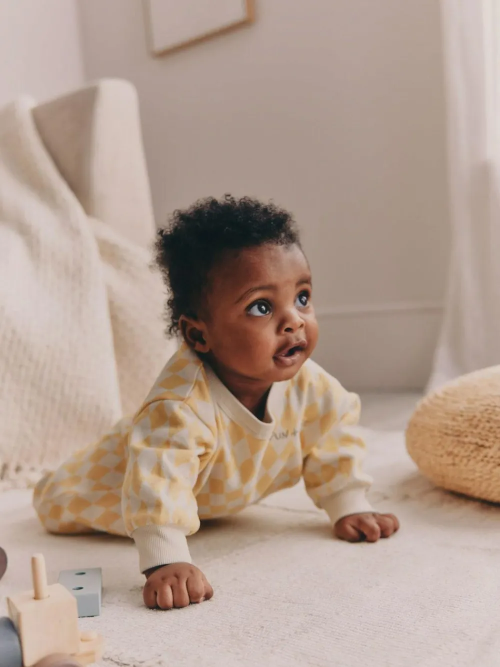 Next Yellow Harlequin Baby Sweat Romper (0mths-3yrs)^BOY Sets & Co-Ords|Sets & Co-Ords