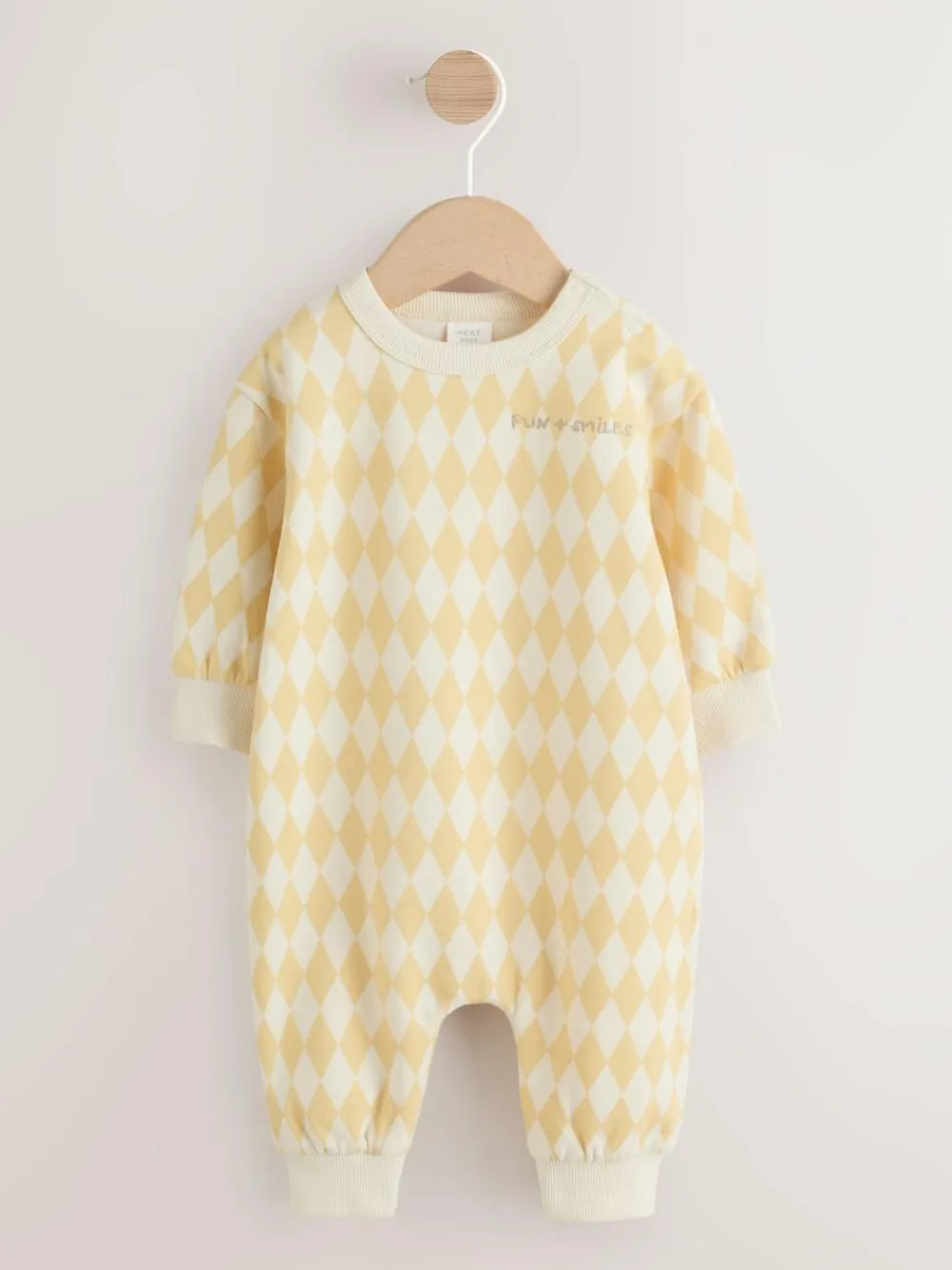 Next Yellow Harlequin Baby Sweat Romper (0mths-3yrs)^BOY Sets & Co-Ords|Sets & Co-Ords