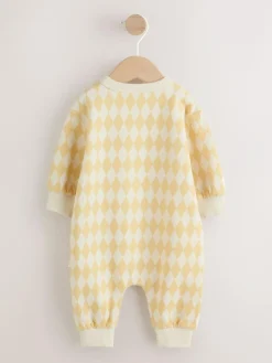 Next Yellow Harlequin Baby Sweat Romper (0mths-3yrs)^BOY Sets & Co-Ords|Sets & Co-Ords