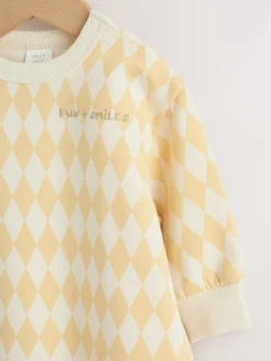 Next Yellow Harlequin Baby Sweat Romper (0mths-3yrs)^BOY Sets & Co-Ords|Sets & Co-Ords