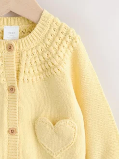 Sale Next Heart Pocket Button Through Baby Cardigan (0mths-2yrs) Yellow