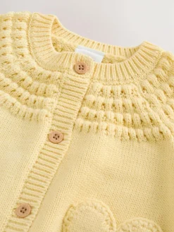 Sale Next Heart Pocket Button Through Baby Cardigan (0mths-2yrs) Yellow