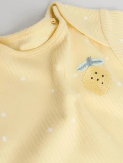 Next Yellow Lemons 5 Pack Short Sleeve Baby Bodysuits^ Baby Girls|Baby Girls