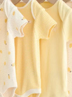 Next Yellow Lemons 5 Pack Short Sleeve Baby Bodysuits^ Baby Girls|Baby Girls