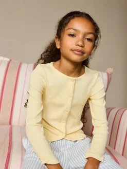 Outlet Next Yellow Long Sleeve Ribbed Cardigan (3-16yrs)