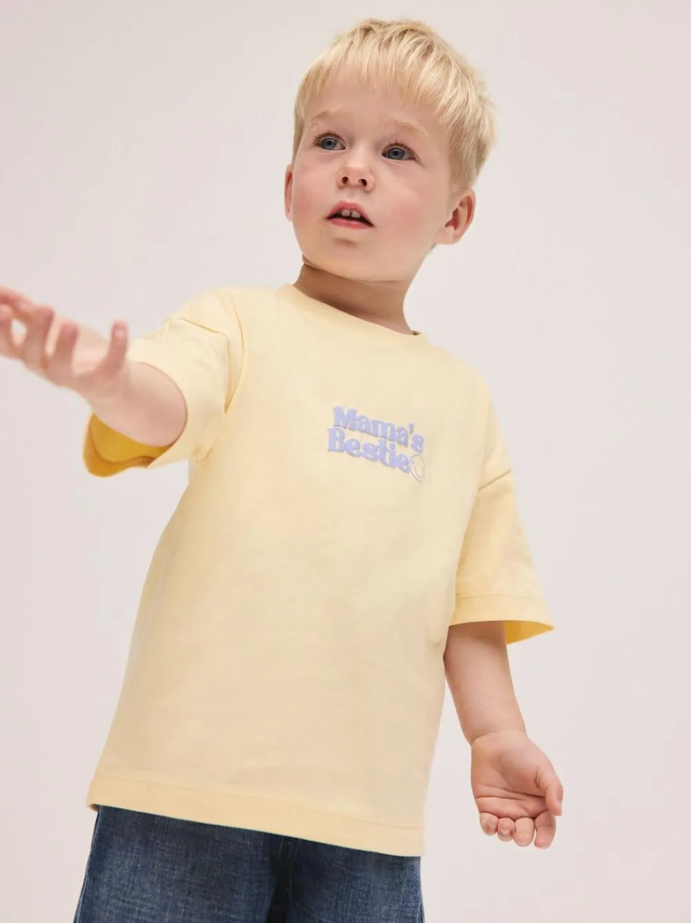 New Next Yellow Mama's Bestie Short Sleeve Small Graphic T-Shirt (3mths-7yrs)