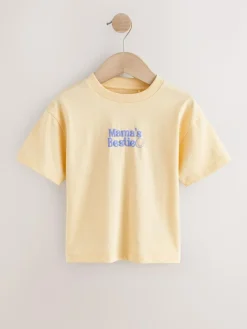 New Next Yellow Mama's Bestie Short Sleeve Small Graphic T-Shirt (3mths-7yrs)