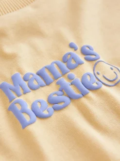 New Next Yellow Mama's Bestie Short Sleeve Small Graphic T-Shirt (3mths-7yrs)