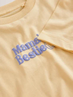 New Next Yellow Mama's Bestie Short Sleeve Small Graphic T-Shirt (3mths-7yrs)