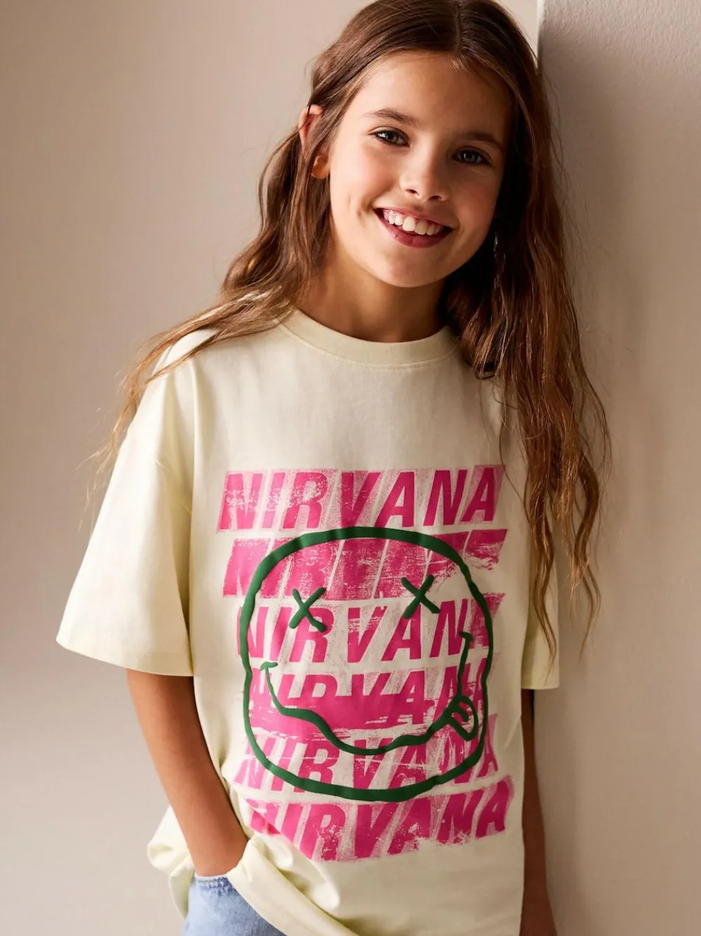 Hot Next Yellow Nirvana Oversized Graphic T-Shirt (3-16yrs)