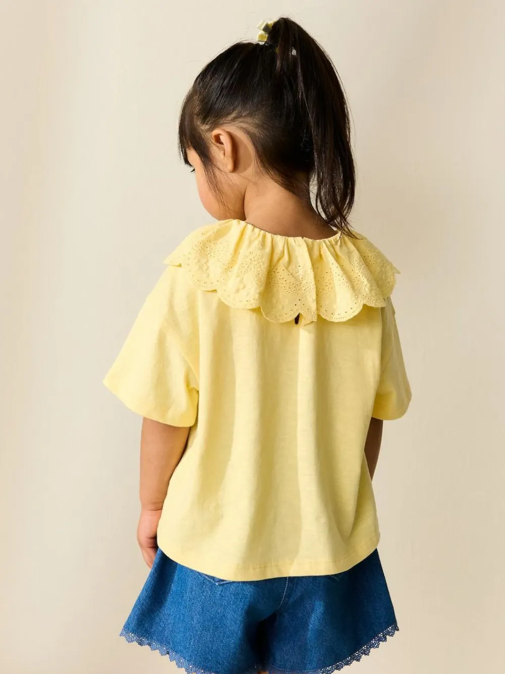 Sale Next Short Sleeve Broderie Collar Top (3mths-7yrs) Yellow