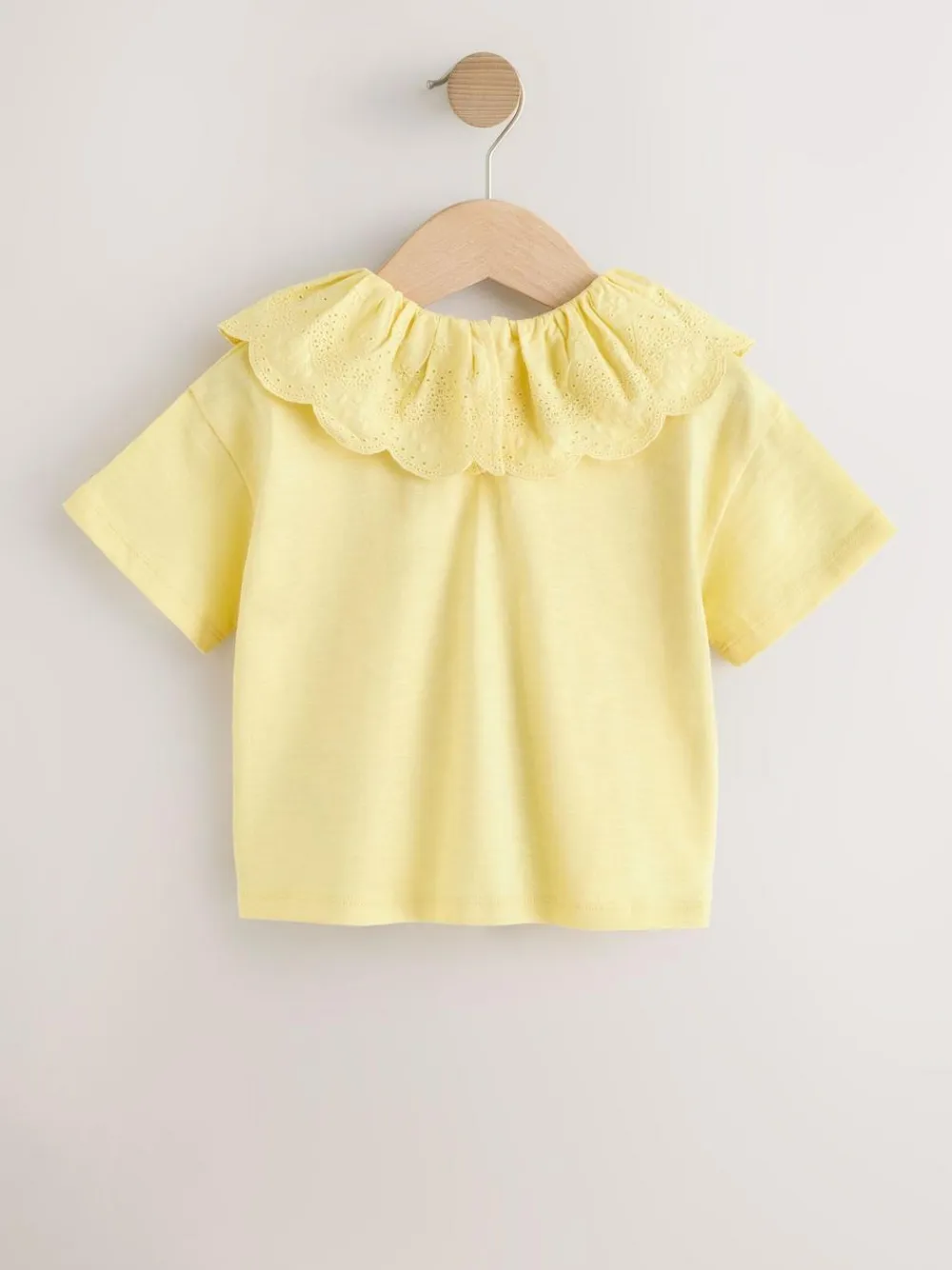Sale Next Short Sleeve Broderie Collar Top (3mths-7yrs) Yellow