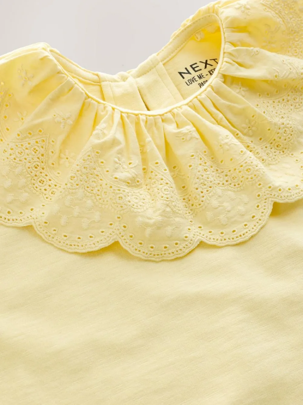 Sale Next Short Sleeve Broderie Collar Top (3mths-7yrs) Yellow