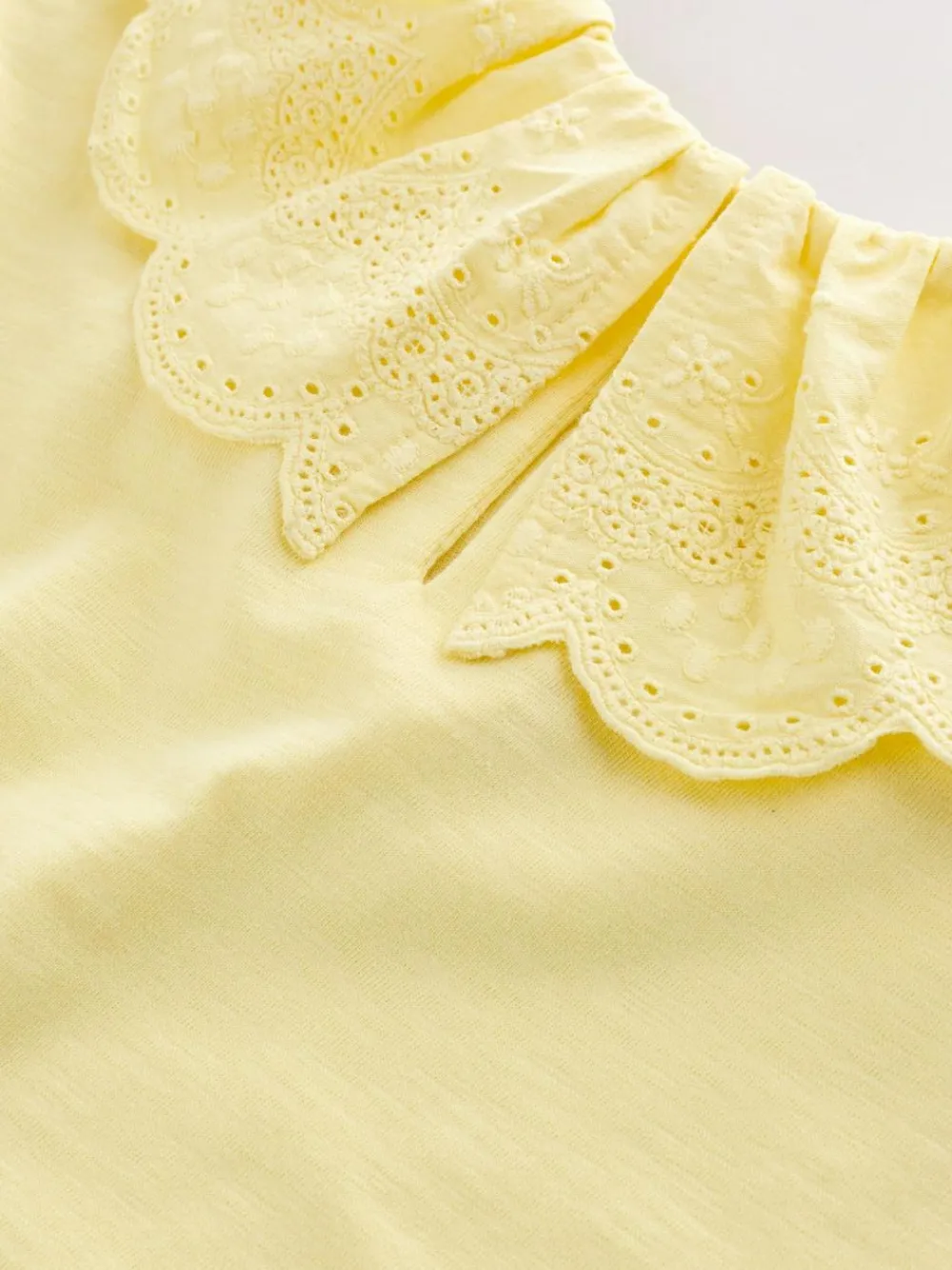 Sale Next Short Sleeve Broderie Collar Top (3mths-7yrs) Yellow