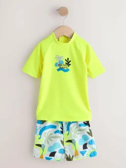 Next Short Sleeve Sunsafe Rash Vest and Swim Shorts Set (3mths-7yrs)^BOY Swimwear|Swimwear