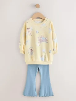 Hot Next Sweatshirt & Flare Leggings Set (3mths-7yrs) Yellow/Blue Fairy