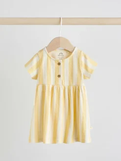 Online Next Baby Short Sleeve Dress 2 Pack (0mths-3yrs) Yellow/Cream Spot/Stripe