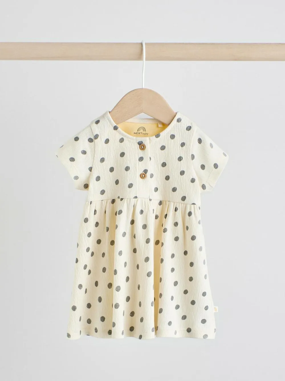 Online Next Baby Short Sleeve Dress 2 Pack (0mths-3yrs) Yellow/Cream Spot/Stripe